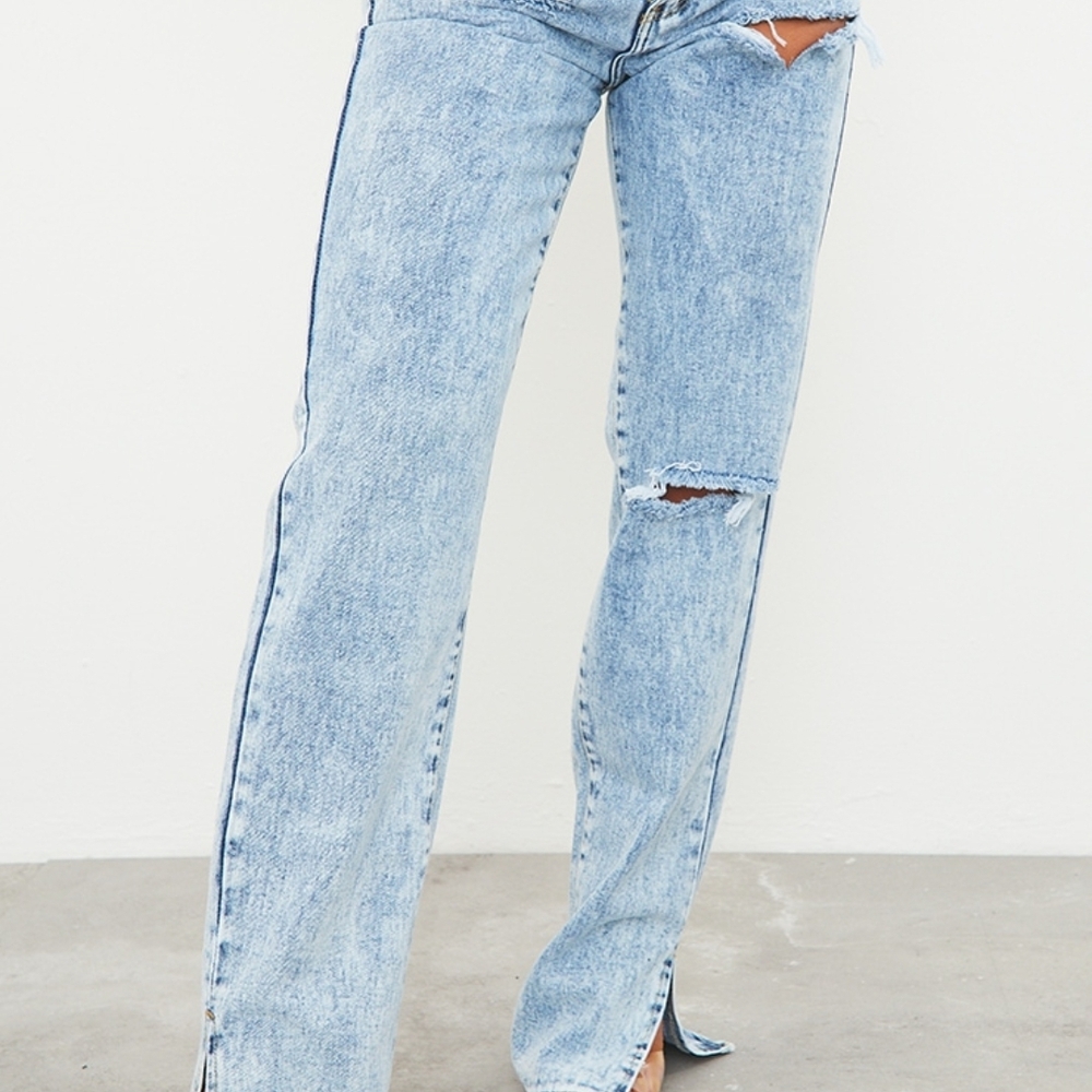 Women's Light Blue Distressed Jeans